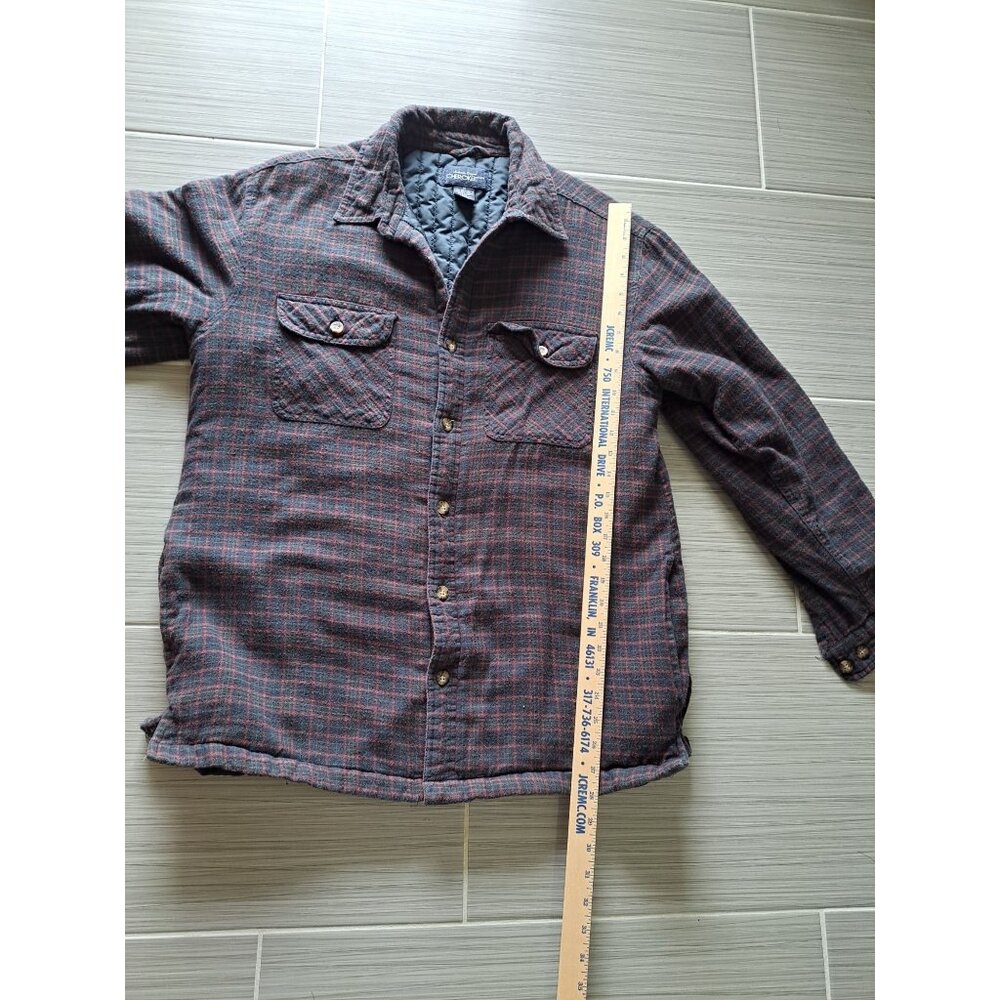 Vtg Plaid Quilted Flannel Jacket Blue & Red Cotton Men's M Shacket Winter Grunge - Picture 8 of 11
